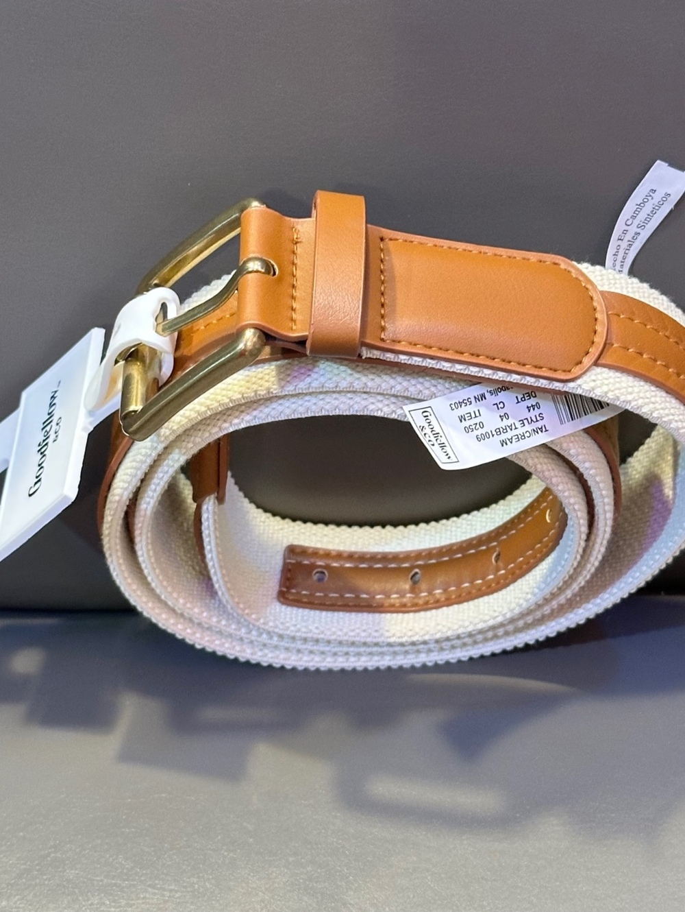 Goodfellow & Co Men's M 32-34 NWT Woven Belt Tan Brass Preppy Casual